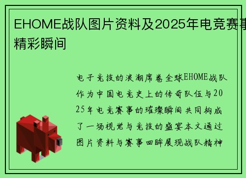 EHOME战队图片资料及2025年电竞赛事精彩瞬间